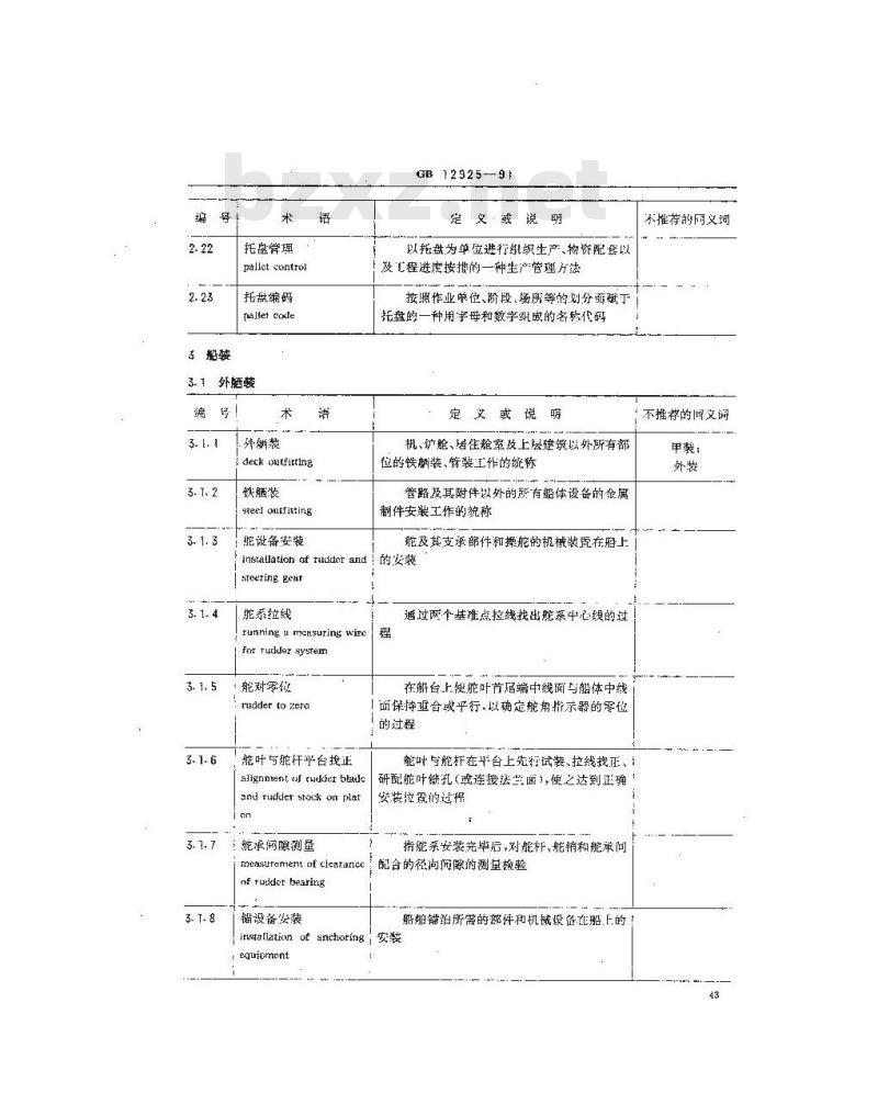 GB 12925-1991 船舶工艺术语 安装工艺