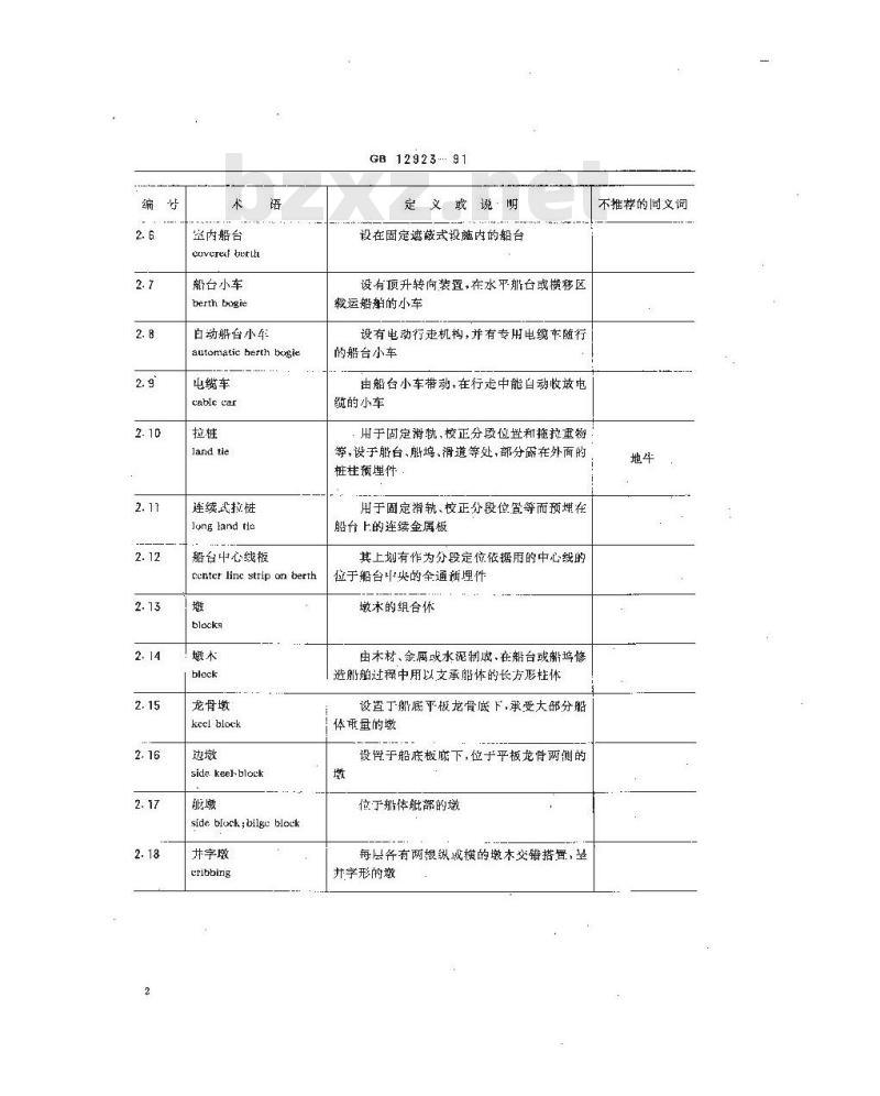 GB 12923-1991 船舶工艺术语 修、造船设施