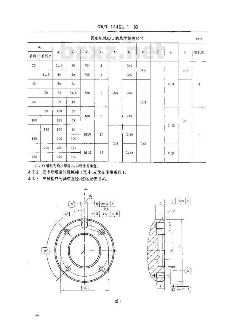GB/T 14468.1-1993 工业机器人 圆形机械接口