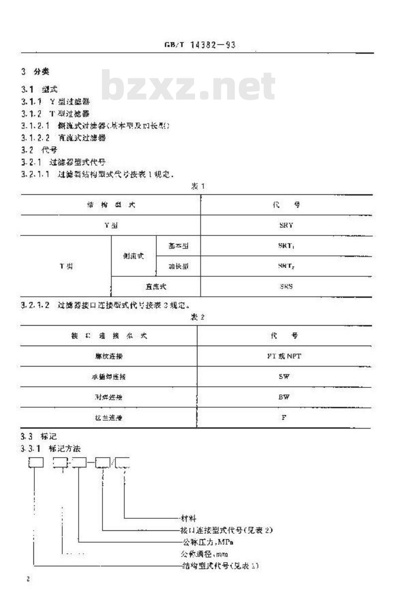 GB/T 14382-1993 管道用三通过滤器