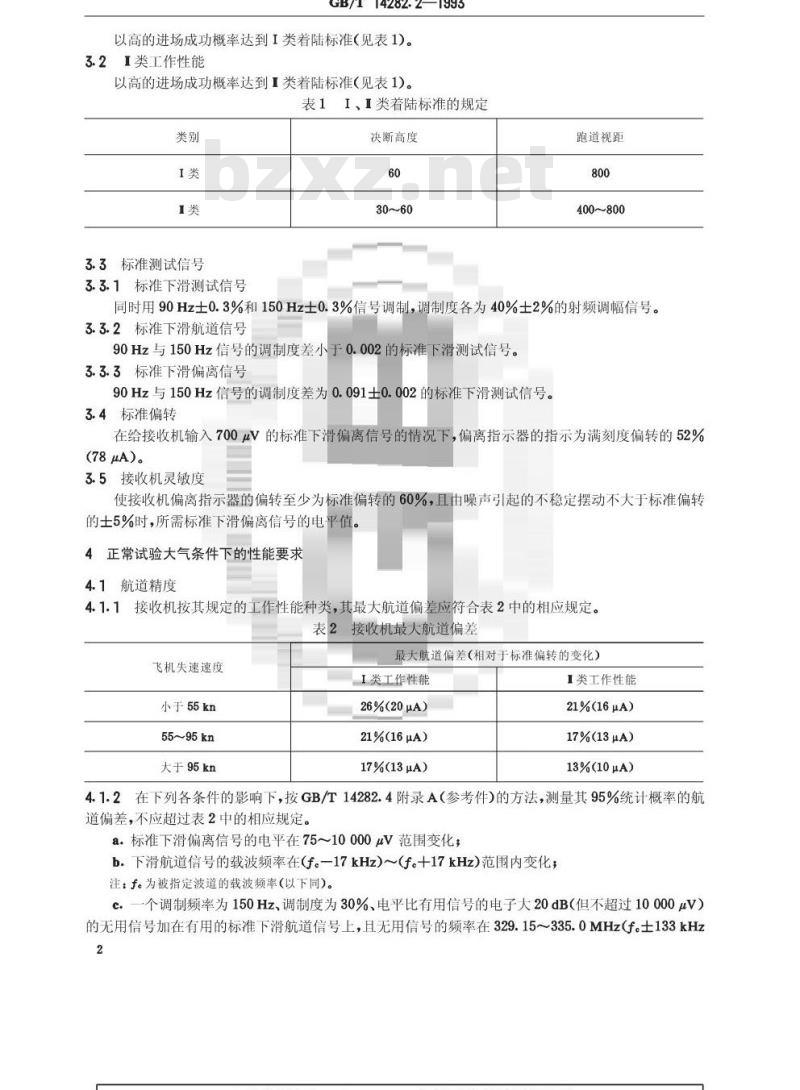 GB/T 14282.2-1993 仪表着陆系统(ILS)下滑信标接收机性能要求和测试方法