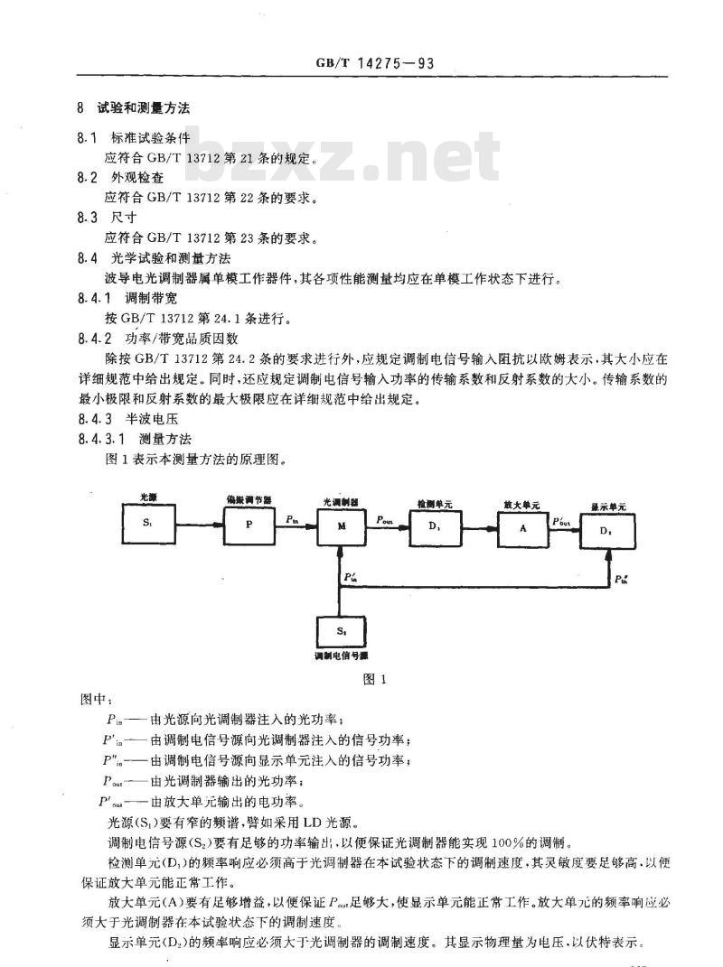 GB/T 14275-1993 纤维光学调制器 第二部分:分规范 波导电光调制器
