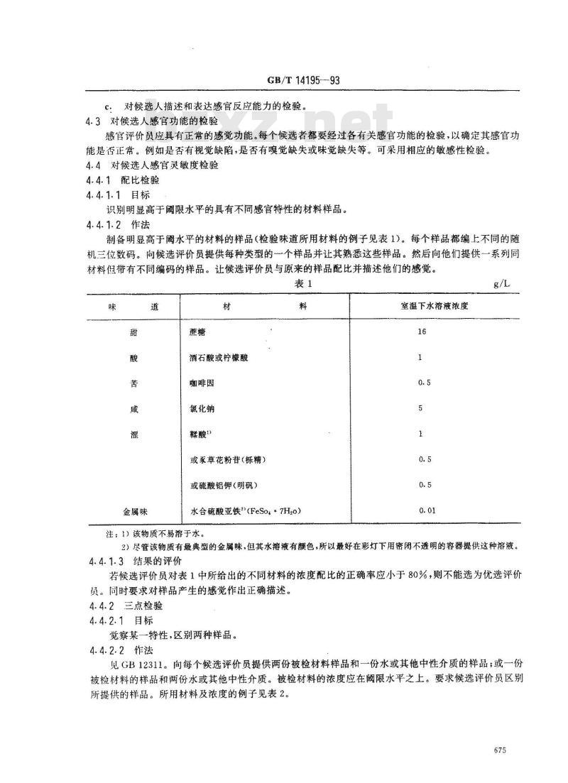 GB/T 14195-1993 感官分析 选拔与培训 感官分析优选评价员导则