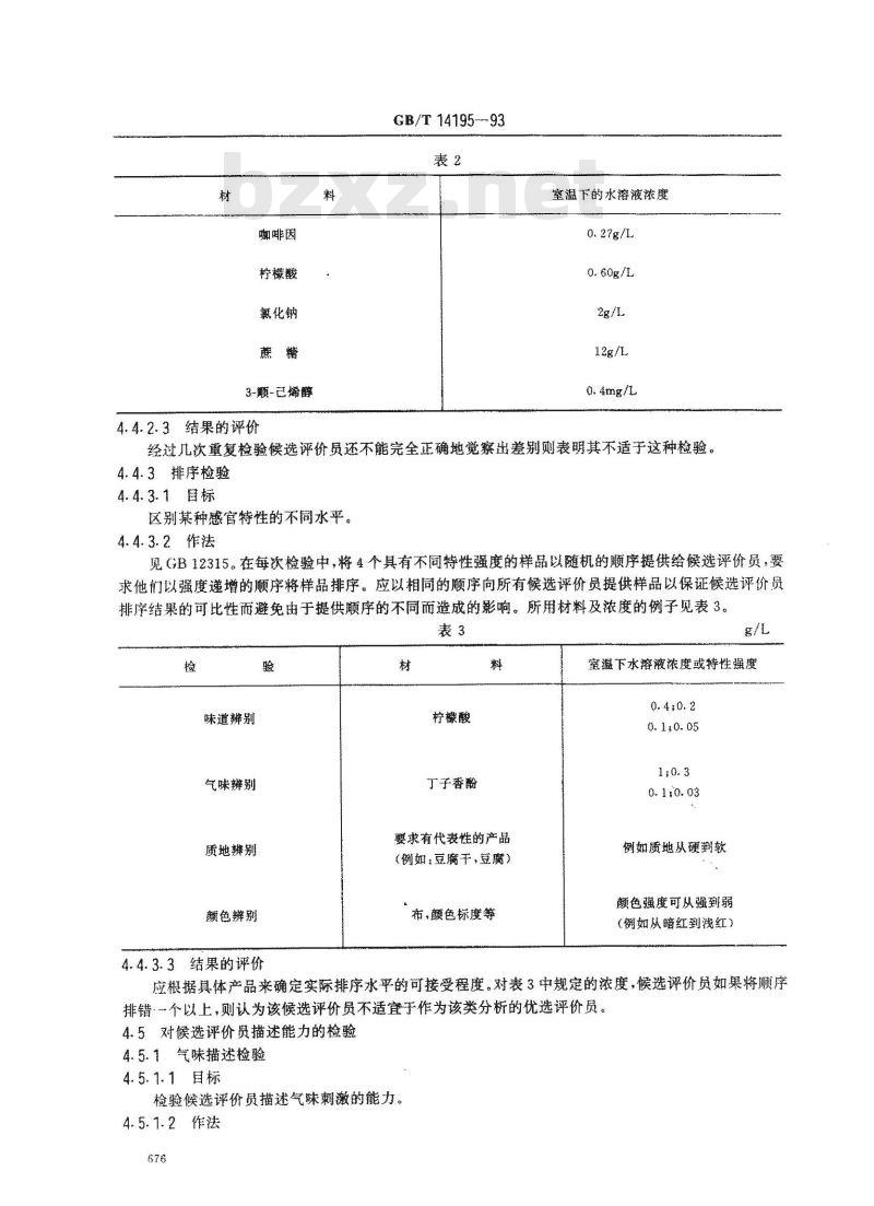 GB/T 14195-1993 感官分析 选拔与培训 感官分析优选评价员导则