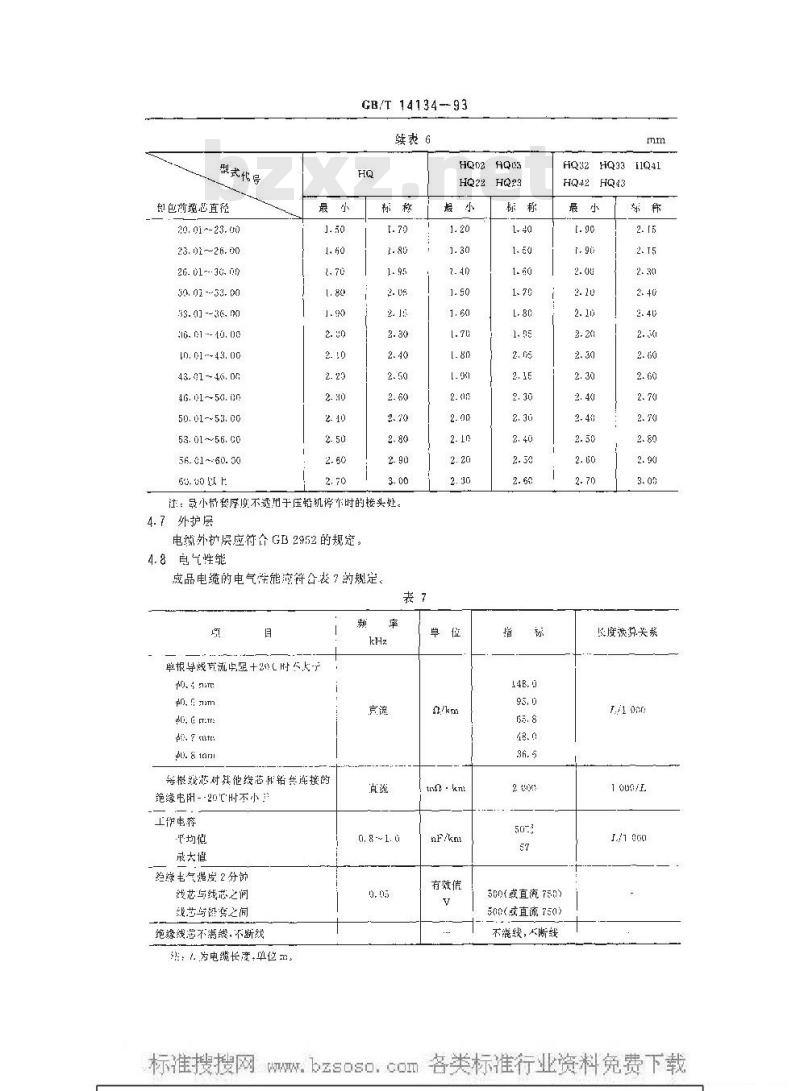 GB/T 14134-1993 纸绝缘铅套市内通信电缆