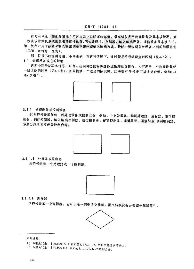 GB/T 14085-1993 信息处理系统计算机系统配置图符号及约定