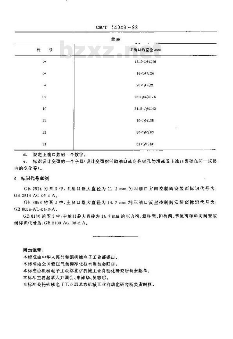 GB/T 14043-1993 液压控制阀安装面标识代号