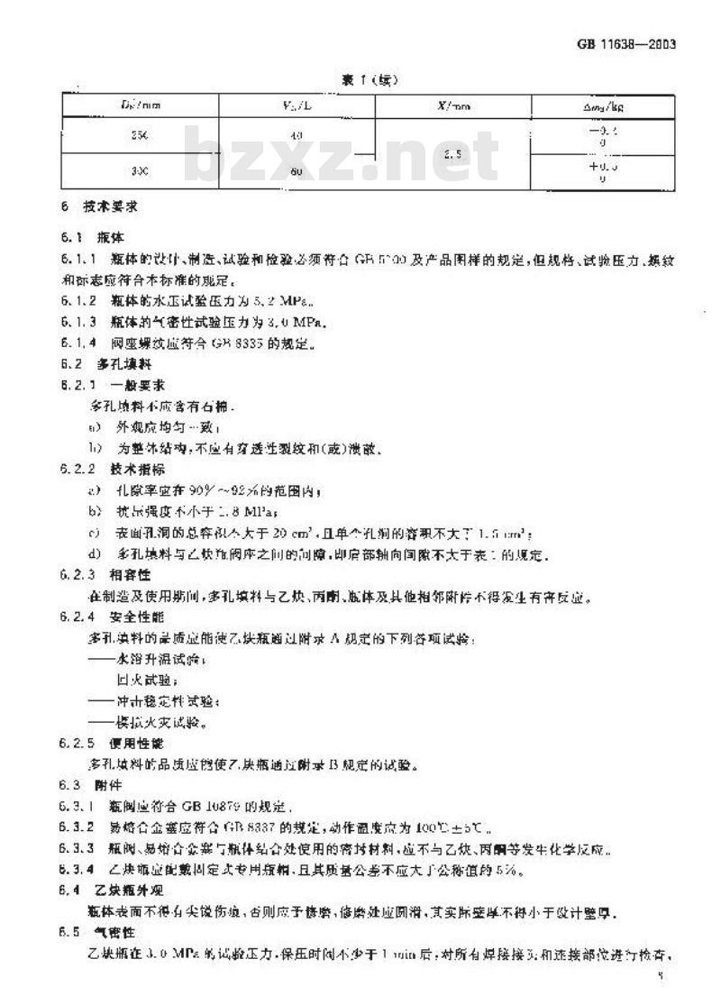 GB 11638-2003 溶解乙炔气瓶