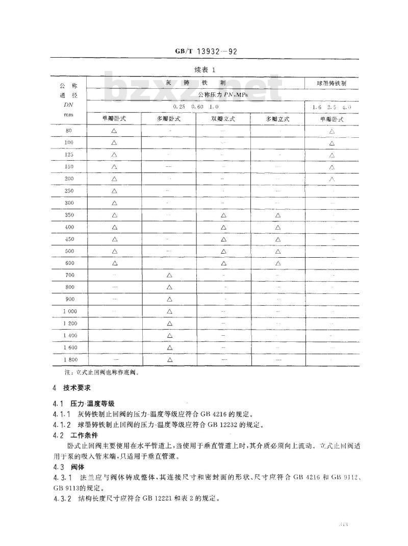GB/T 13932-1992 通用阀门 铁制旋启式止回阀