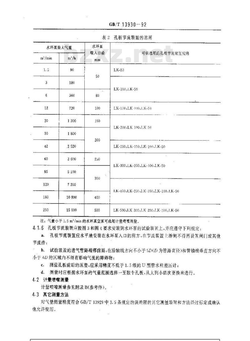 GB/T 13930-1992 水环真空泵和水环压缩机气量测定方法
