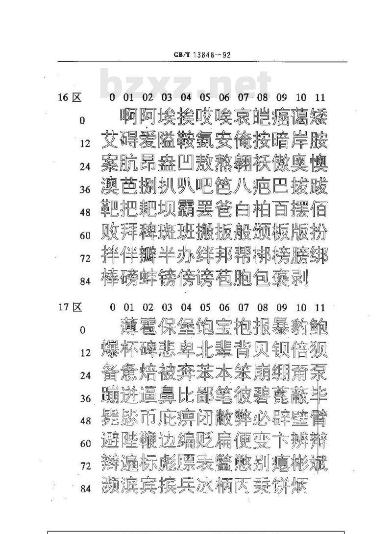 GB/T 13848-1992 图形信息交换用矢量汉字黑体字模集及数据集