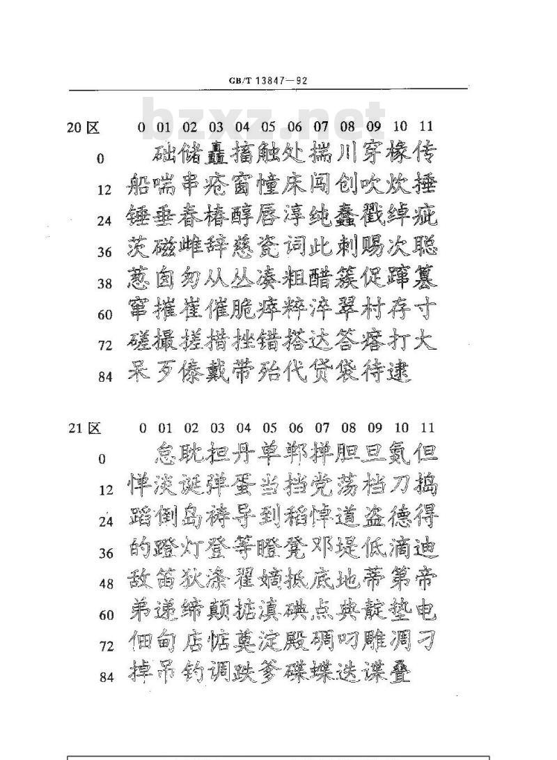 GB/T 13847-1992 图形信息交换用矢量汉字楷体字模集及数据集