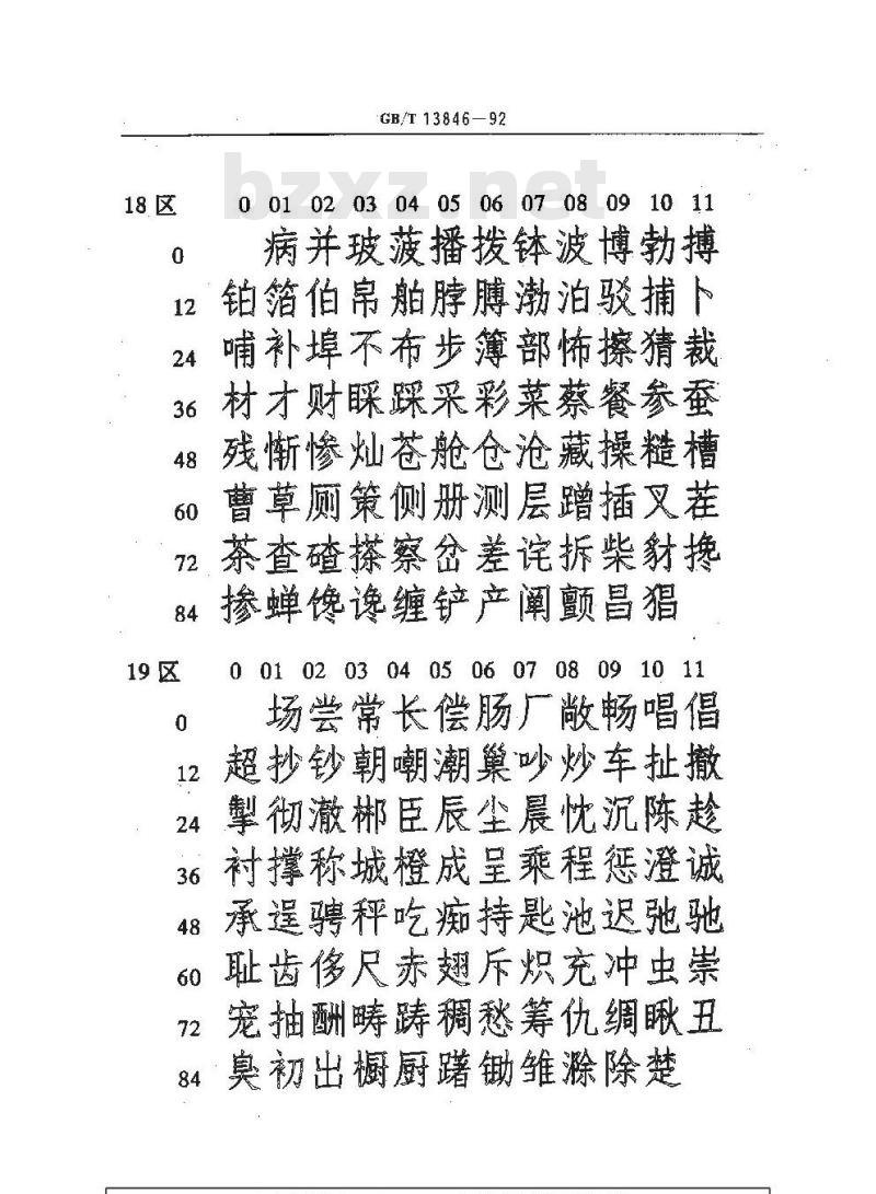 GB/T 13846-1992 图形信息交换用矢量汉字仿宋体字模集及数据集