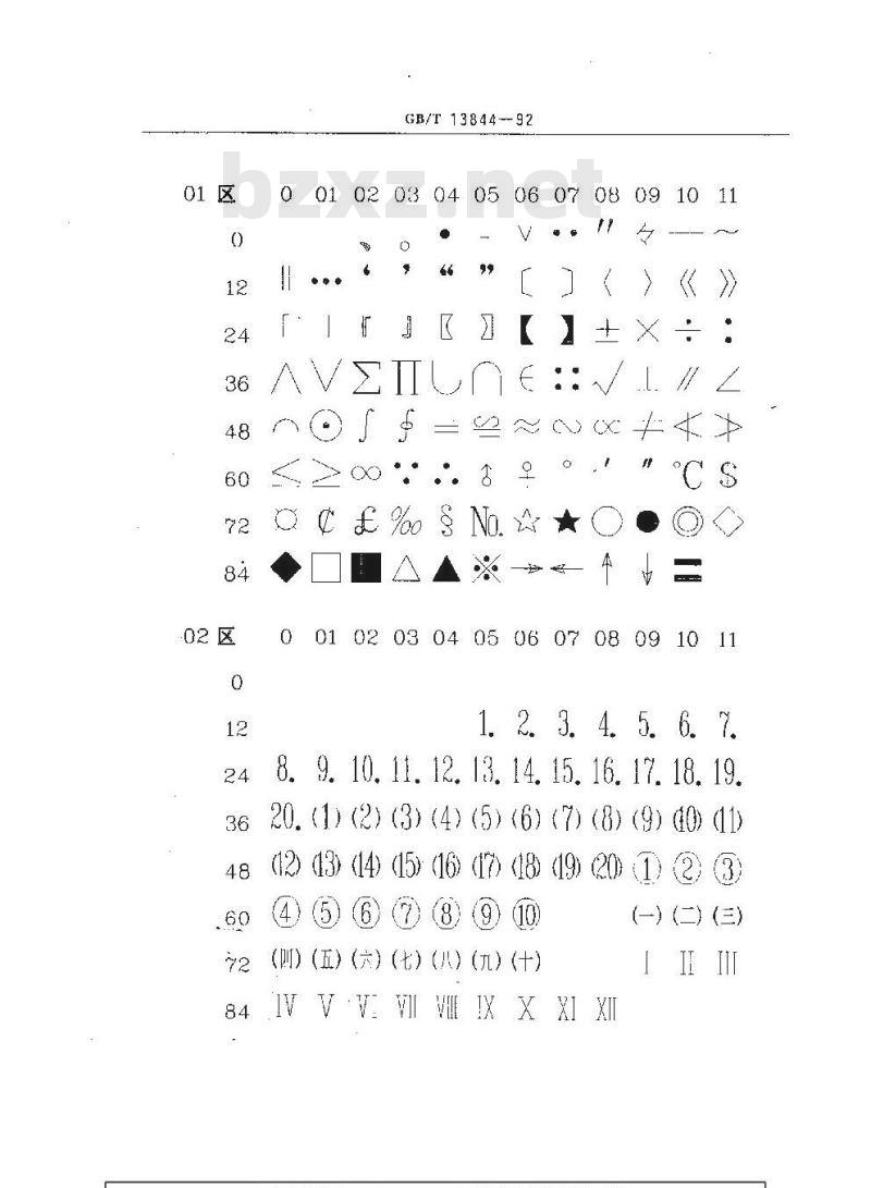 GB/T 13844-1992 图形信息交换用矢量汉字单线宋体字模集及数据集