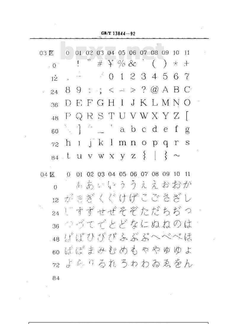 GB/T 13844-1992 图形信息交换用矢量汉字单线宋体字模集及数据集