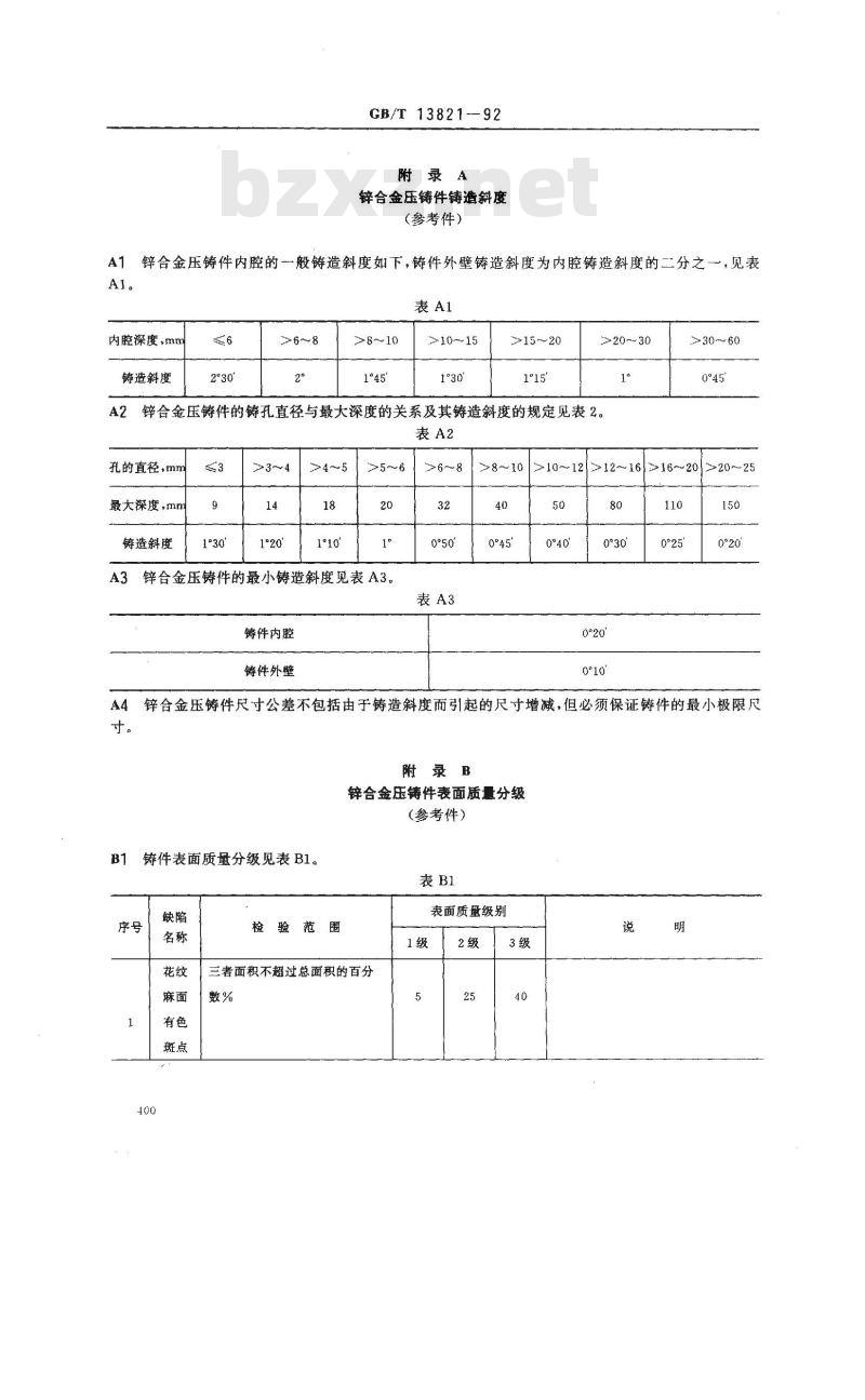 GB/T 13821-1992 锌合金压铸件