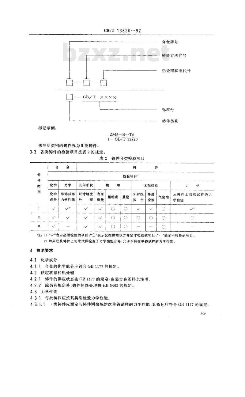 GB/T 13820-1992 镁合金铸件