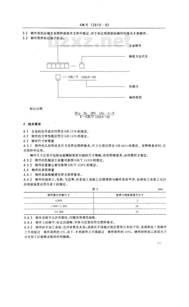 GB/T 13819-1992 铜合金铸件