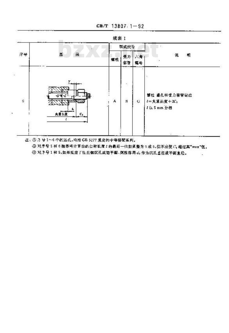 GB/T 13807.1-1992 腰状杆螺柱连接副 型式分类