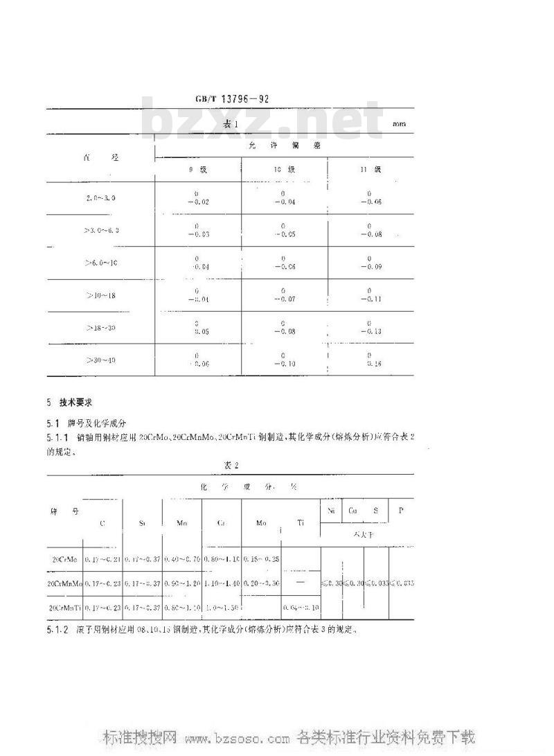 GB/T 13796-1992 工业链条用冷拉钢