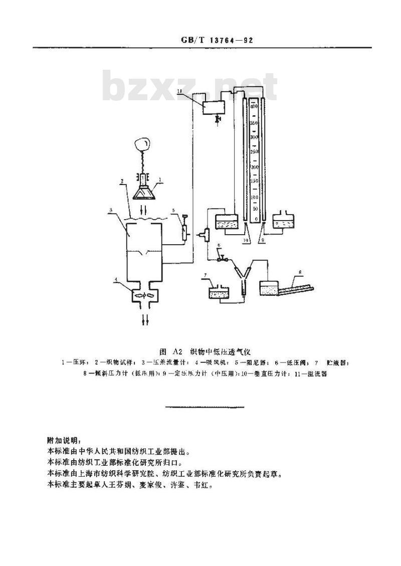 GB/T 13764-1992 土工布透气性的试验方法
