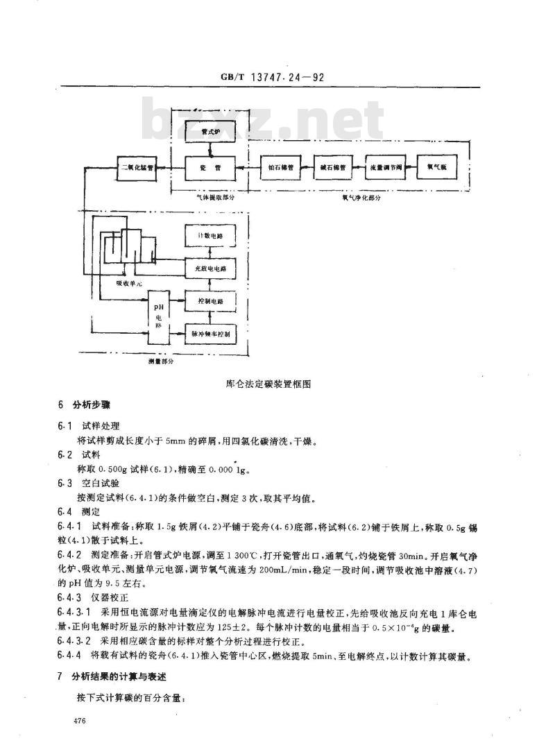 GB/T 13747.24-1992 锆及锆合金化学分析方法 库仑法测定碳量