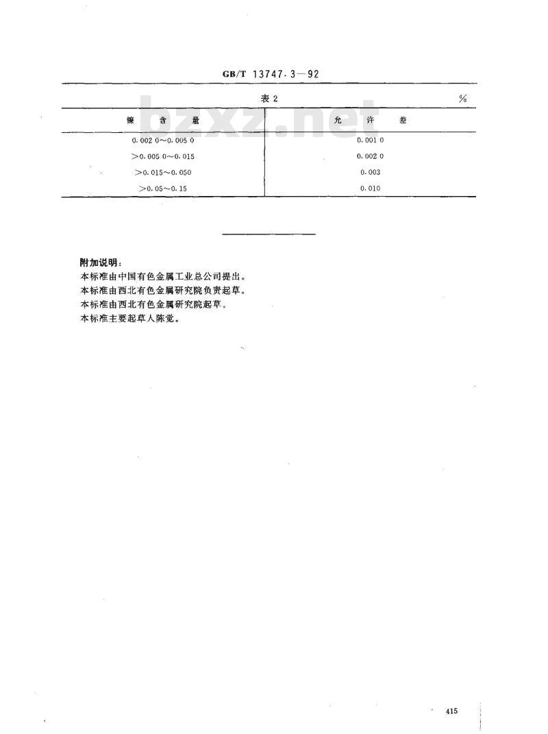 GB/T 13747.3-1992 锆及锆合金化学分析方法 丁二酮肟分光光度法测定镍量