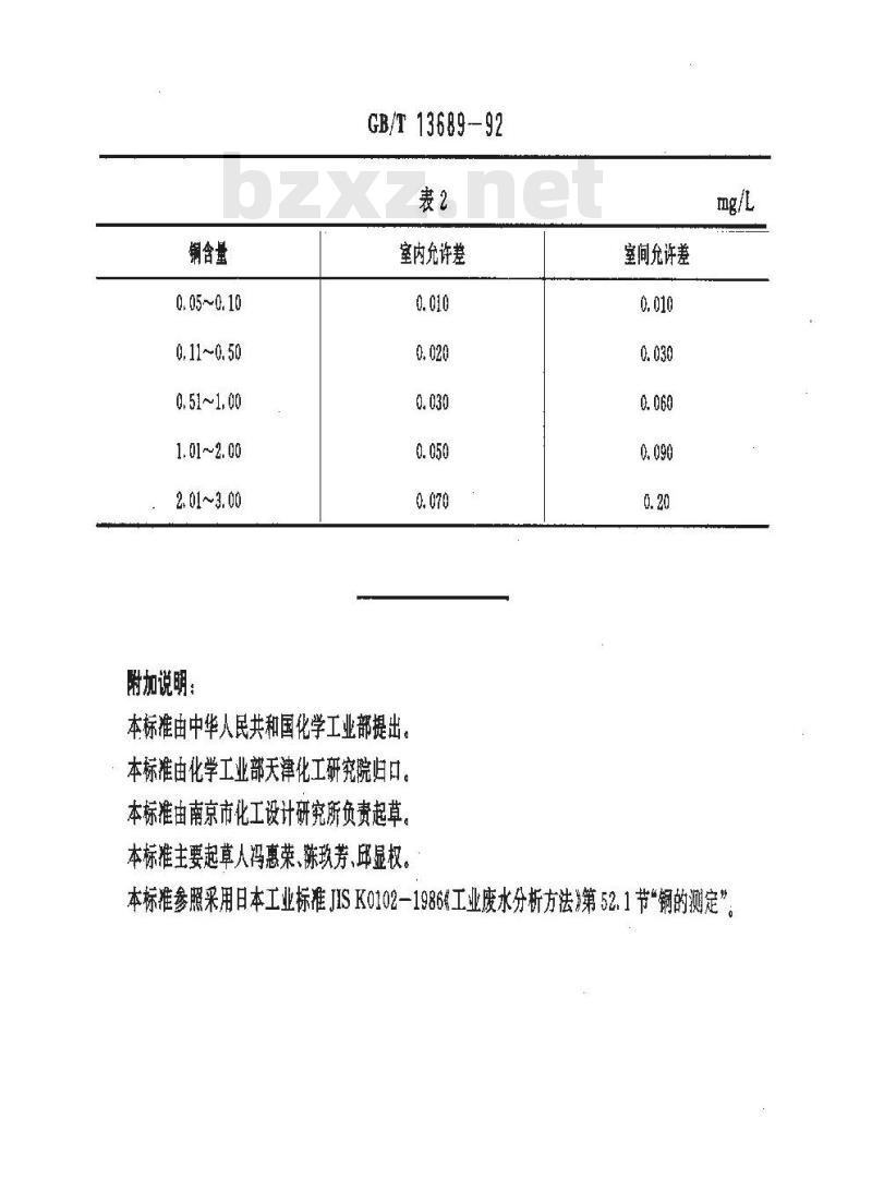 GB/T 13689-1992 工业循环冷却水中铜的测定二乙基二硫代氨基甲酸钠分光光度法