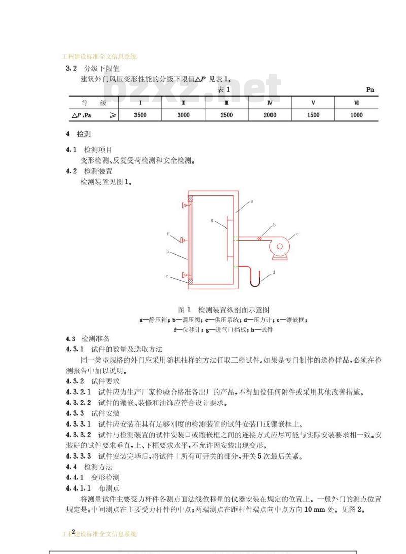 GB 13685-1992 建筑外门的风压变形性能分级及其检测方法
