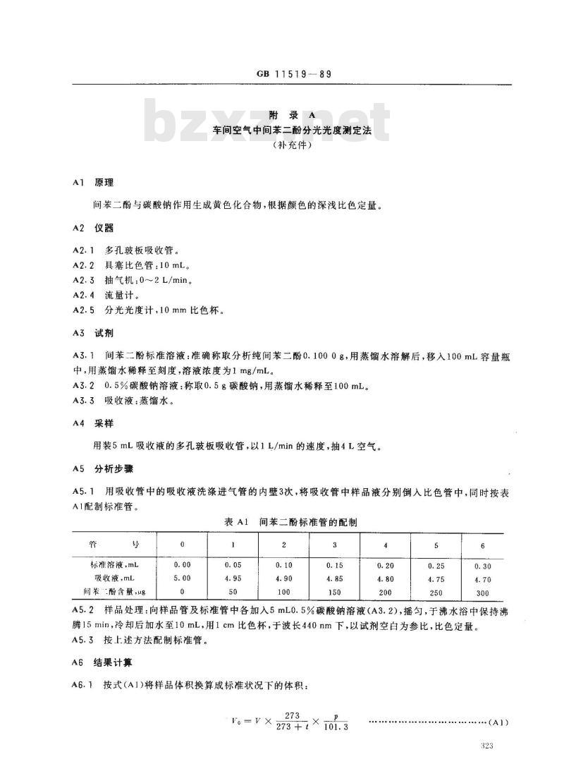 GB 11519-1989 车间空气中间苯二酚卫生标准