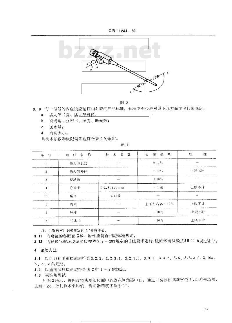 GB 11244-1989 医用纤维内窥镜通用技术条件