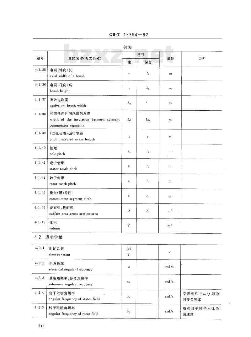 GB/T 13394-1992 电工技术用字母符号 旋转电机量的符号