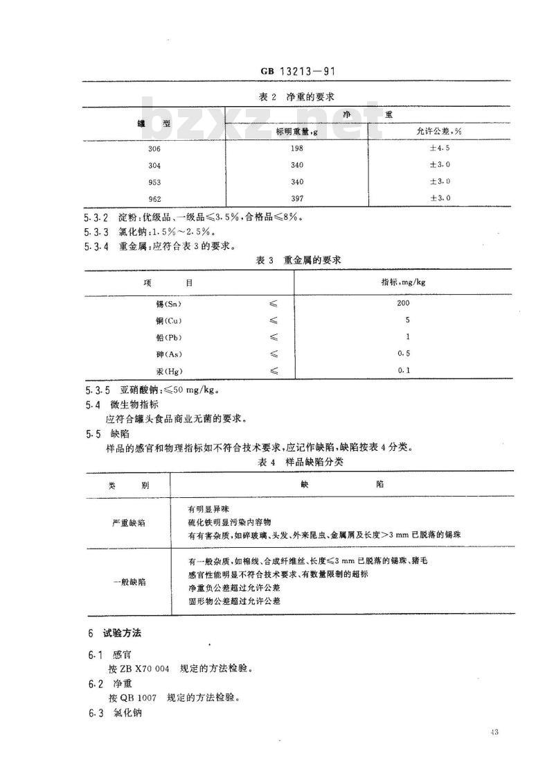 GB 13213-1991 火腿猪肉罐头