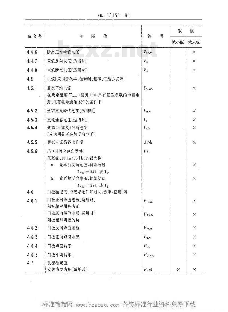 GB 13151-1991 100A以上环境或管壳额定反向阻断三极晶闸管 空白详细规范