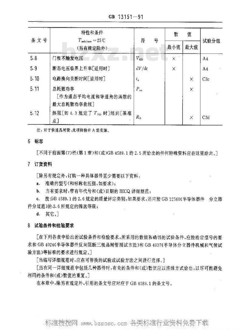 GB 13151-1991 100A以上环境或管壳额定反向阻断三极晶闸管 空白详细规范