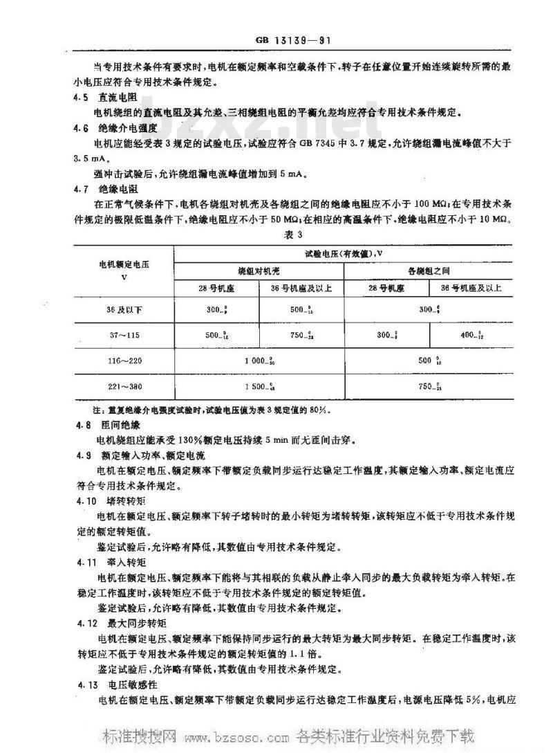 GB 13139-1991 磁滞同步电动机通用技术条件
