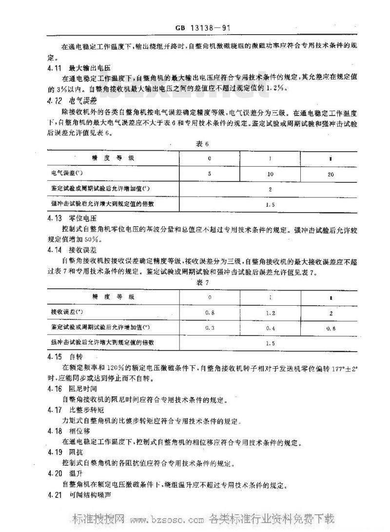 GB 13138-1991 自整角机通用技术条件