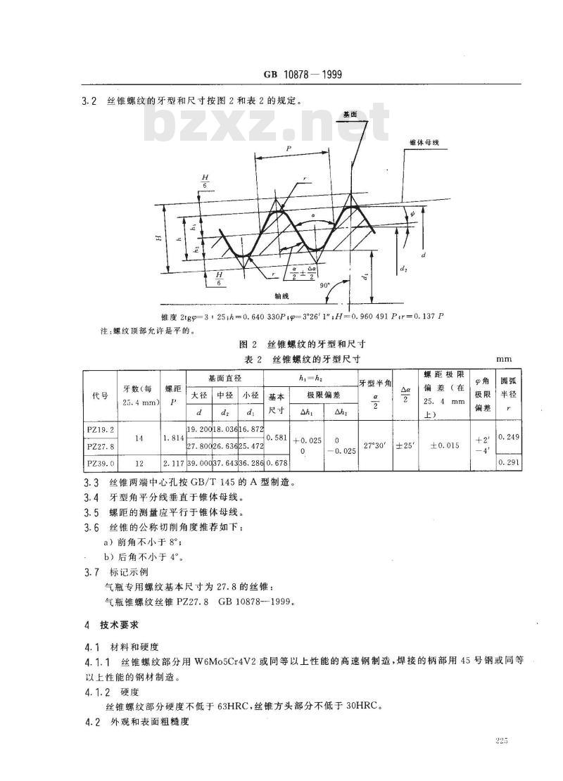GB 10878-1999 气瓶锥螺纹丝锥