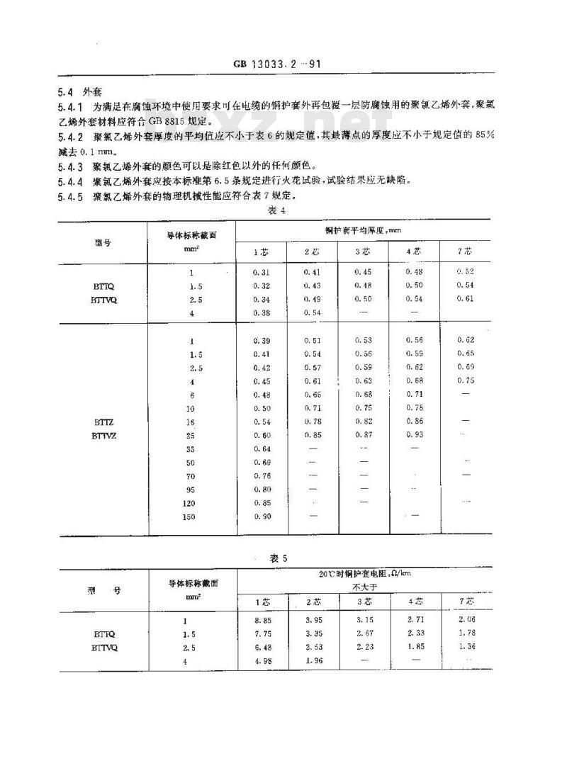 GB/T 13033.2-1991 额定电压750V及以下矿物绝缘电缆及终端 第2部分:铜芯铜护套矿物绝缘电缆