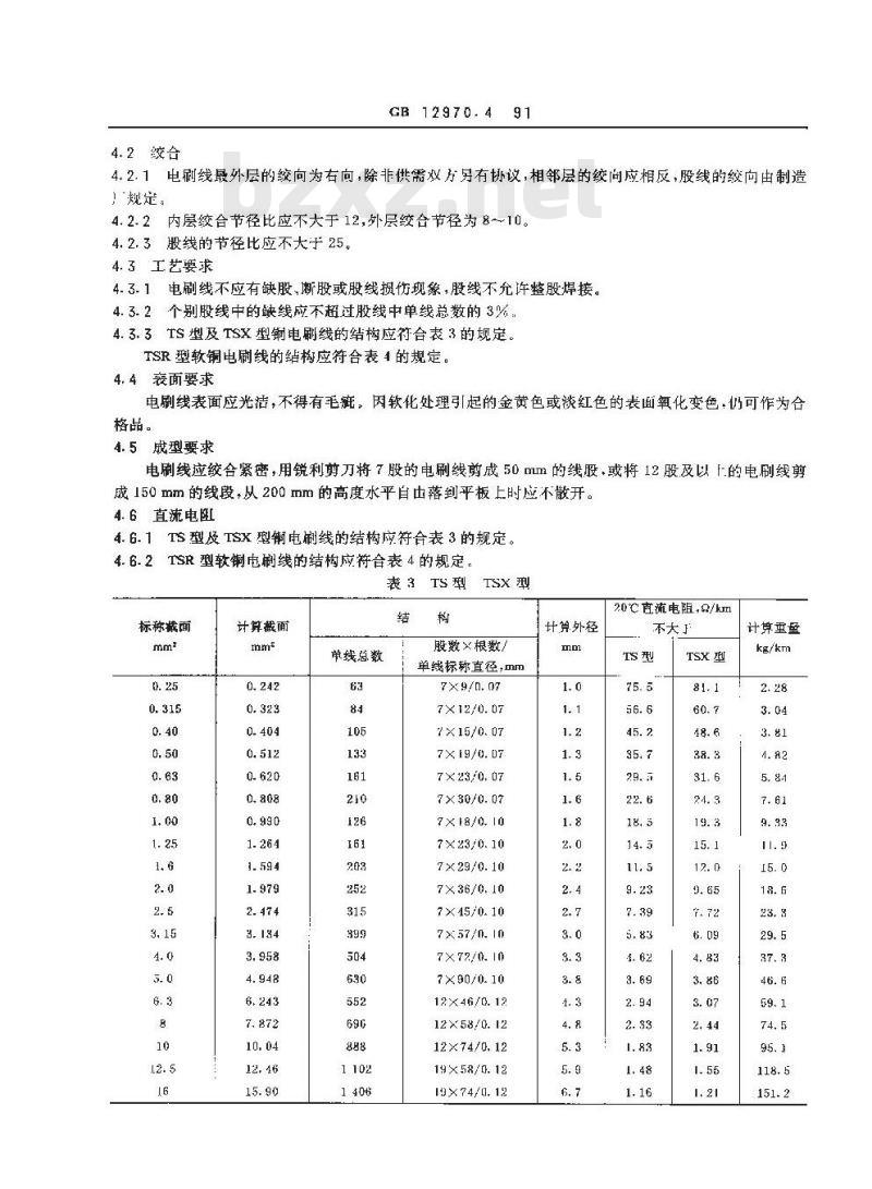 GB 12970.4-1991 电工软铜绞线 第4部分:铜电刷线