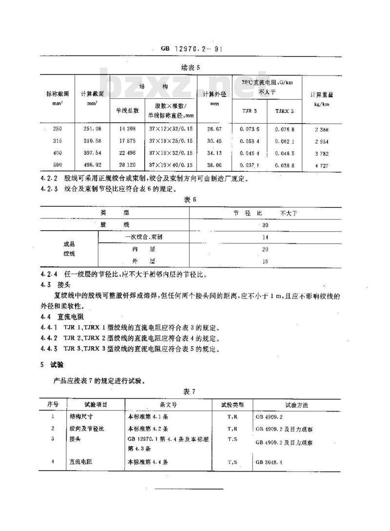 GB/T 12970.2-1991 电工软铜绞线 第2部分:软铜绞线