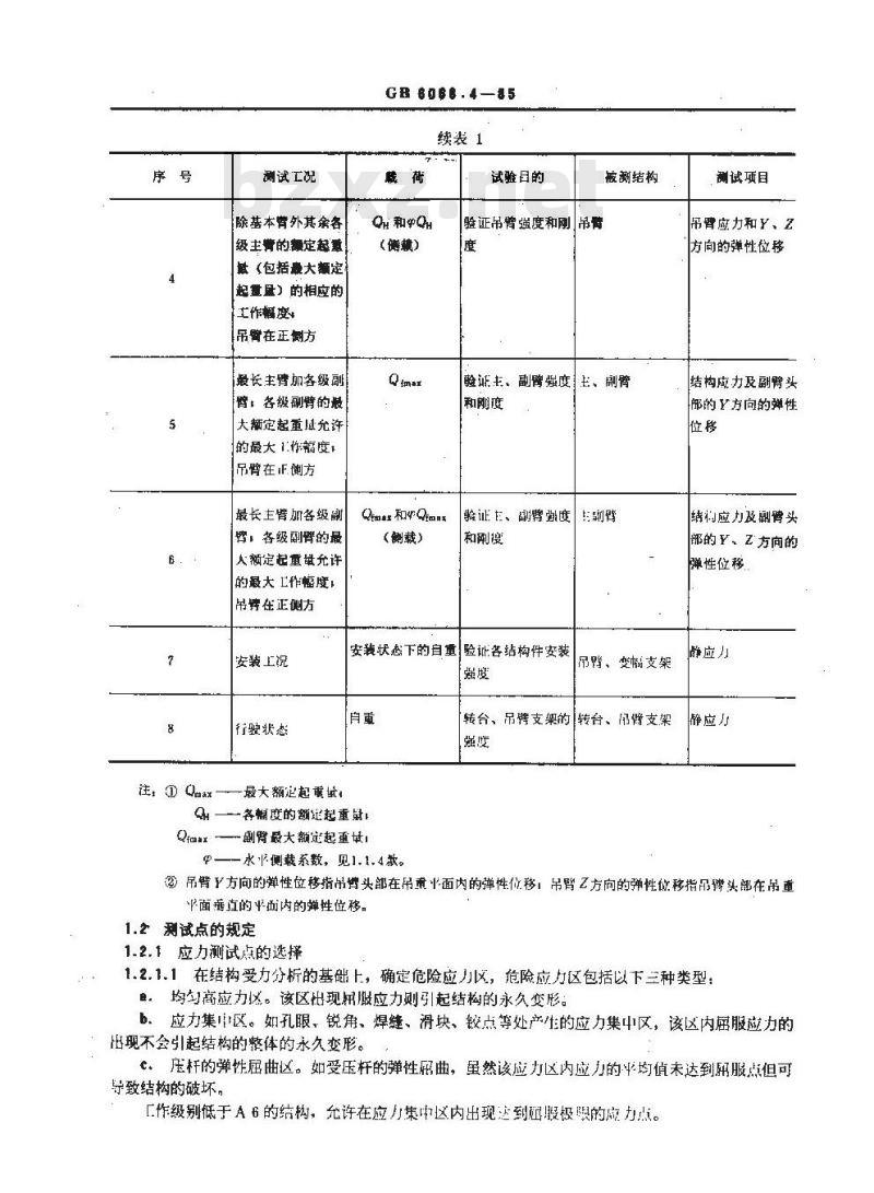 GB/T 6068.4-1985 汽车起重机和轮胎起重机试验规范 结构试验