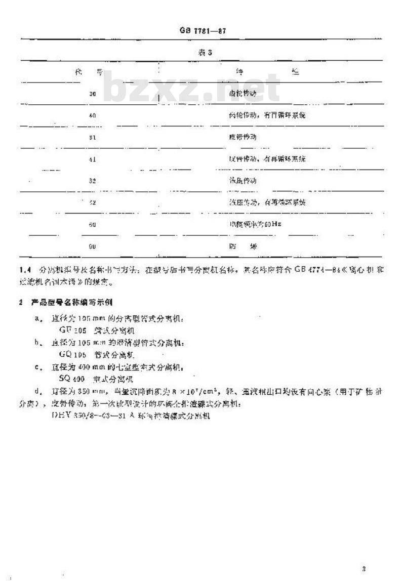 GB/T 7781-1987 分离机型号编制方法