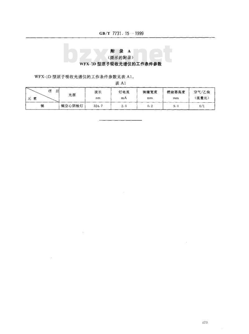 GB/T 7731.15-1999 钨铁化学分析方法 火焰原子吸收光谱法测定铜量