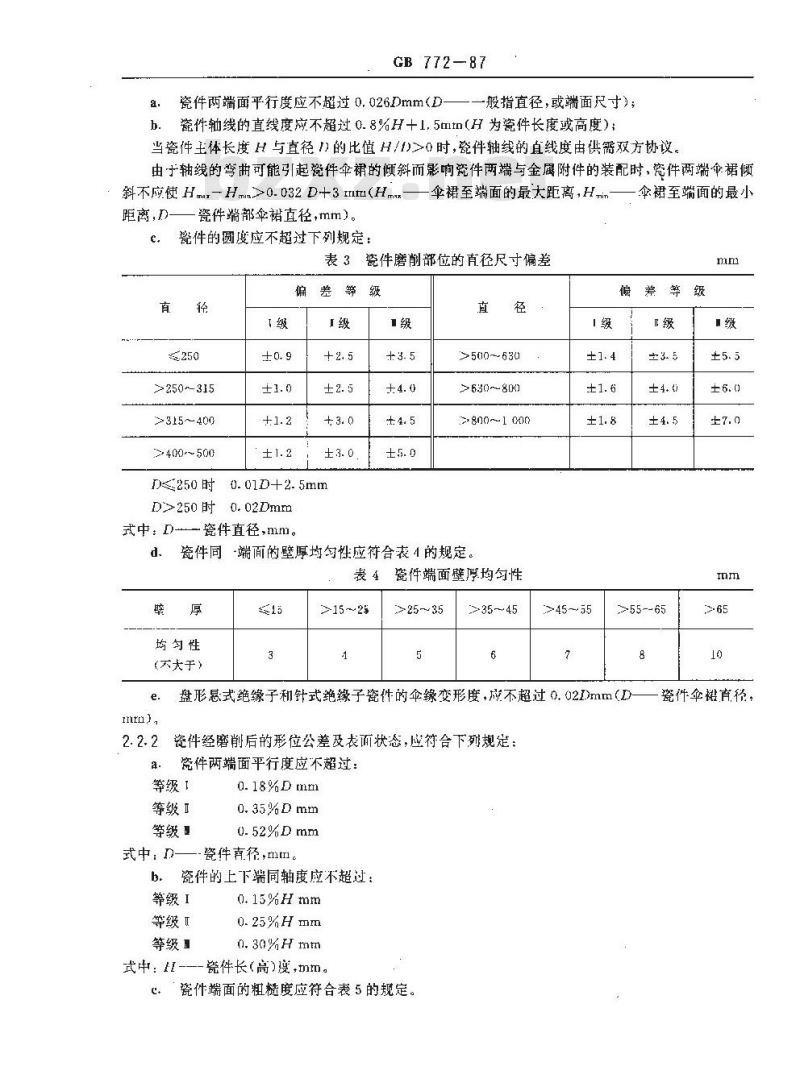 GB 772-1987 高压绝缘子瓷件技术条件