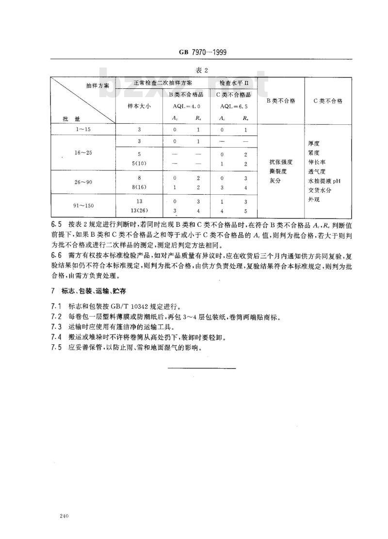 GB 7970-1999 通讯电缆纸