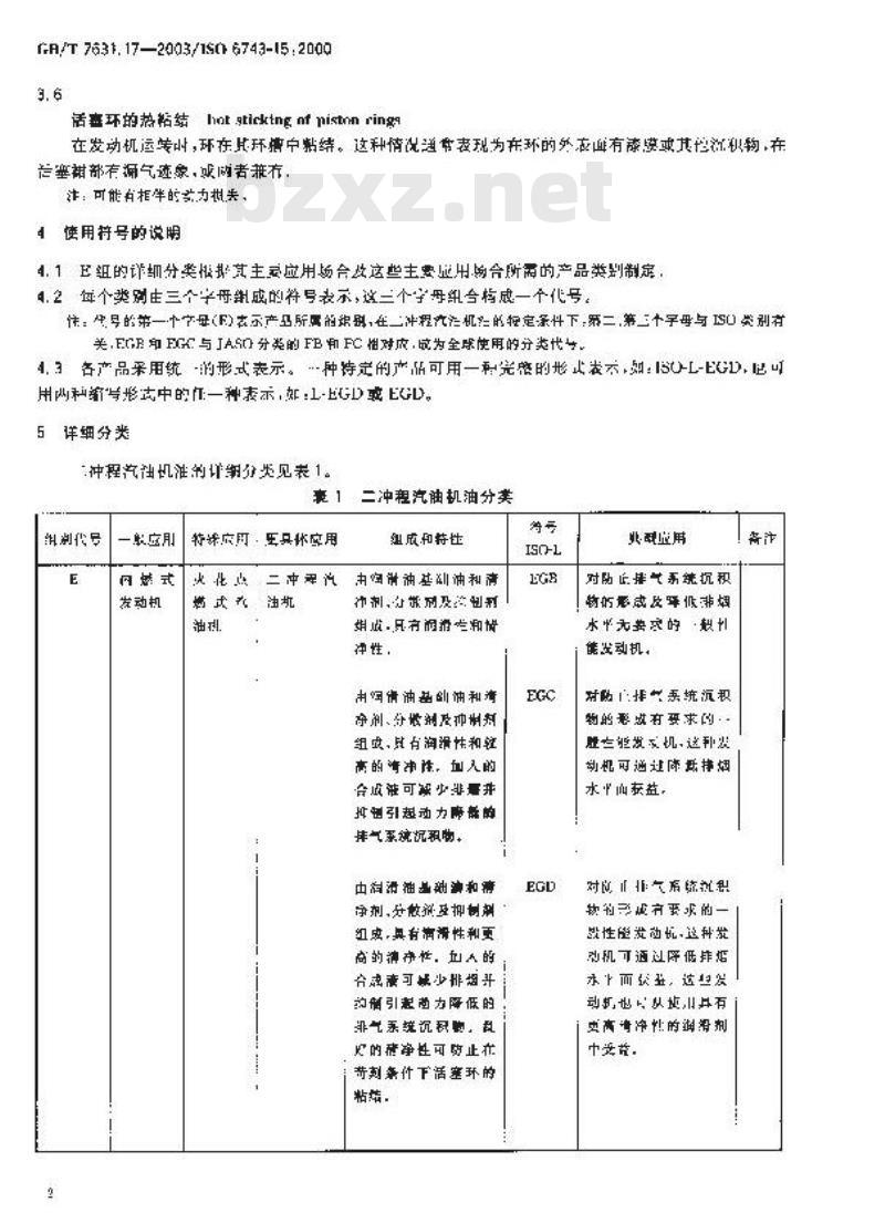 GB/T 7631.17-2003 润滑剂、工业用油和相关产品(L类)的分类 第17部分：E组(内燃机油)