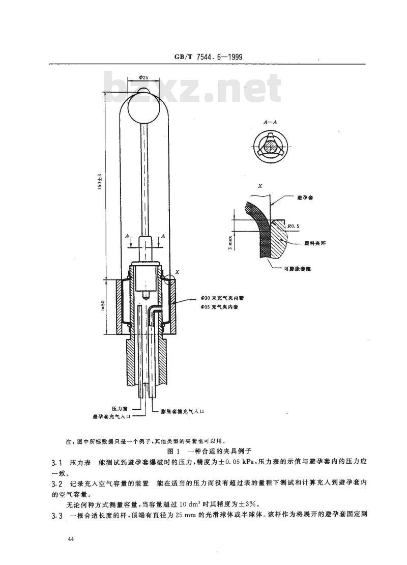 GB/T 7544.6-1999 橡胶避孕套 第6部分：爆破容量和爆破压力的测定