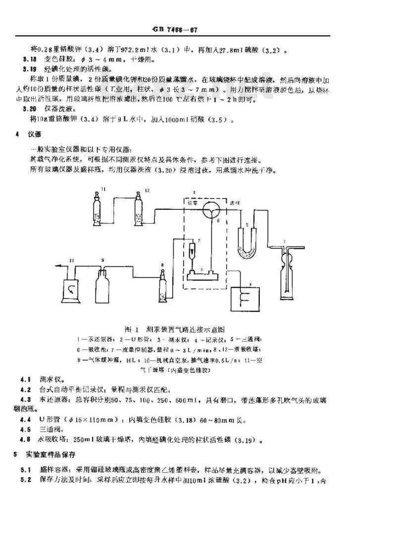 GB/T 7468-1987 水质 总汞的测定 冷原子吸收分光光度法