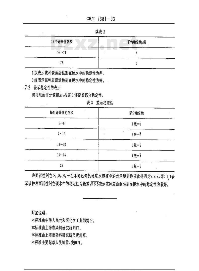 GB/T 7381-1993 表面活性剂在硬水中稳定性的测定方法